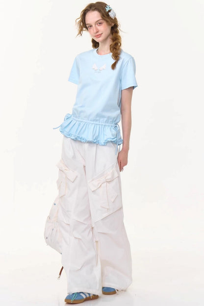 Retro White High-Waist Wide-Leg Pants