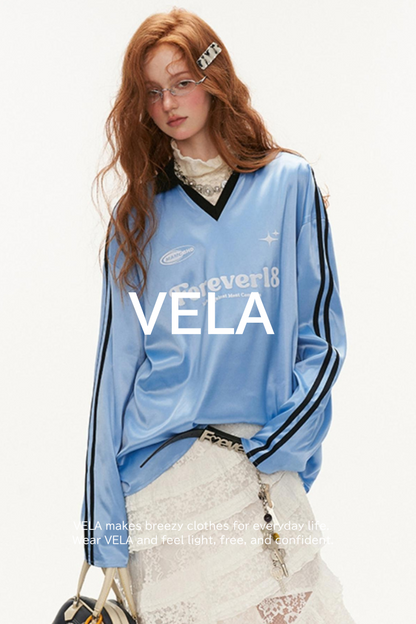 Loose Striped Polo Jersey T-Shirt