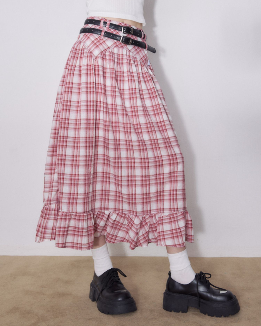 American Retro Red Plaid Skirt