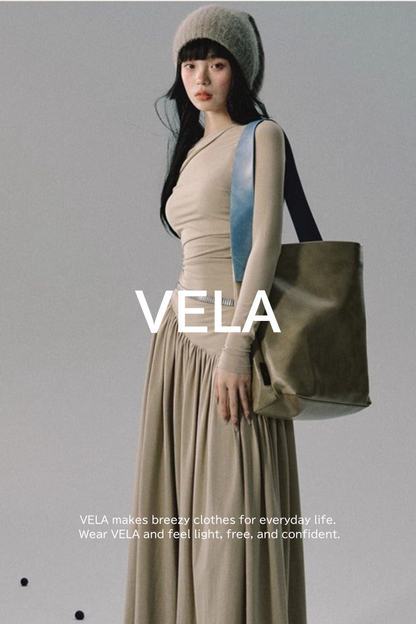 vintage literary knit long dress