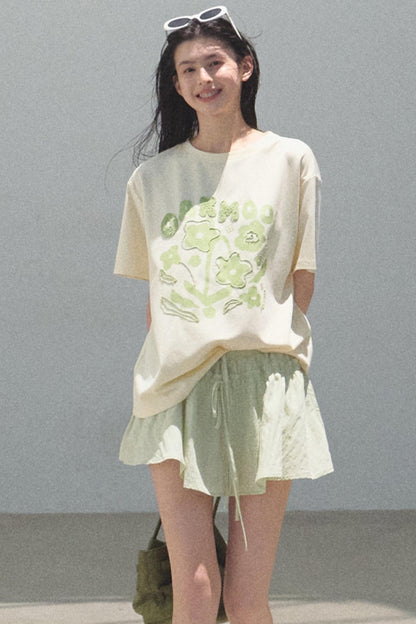 Embroidered Puffy A-Line Skirt