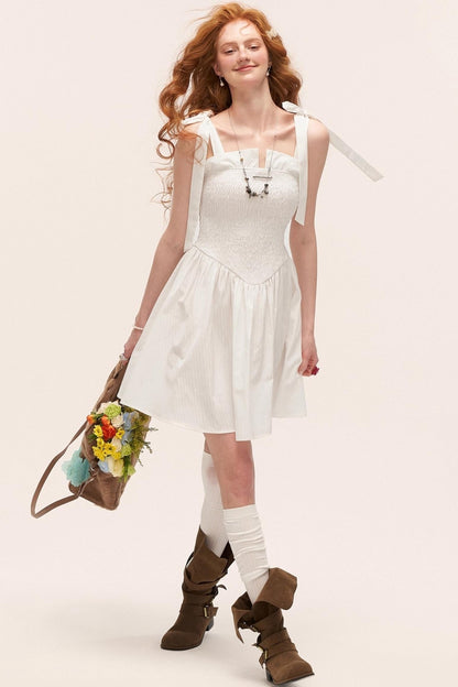 フレンチ ストライプ ボウ サンドレス