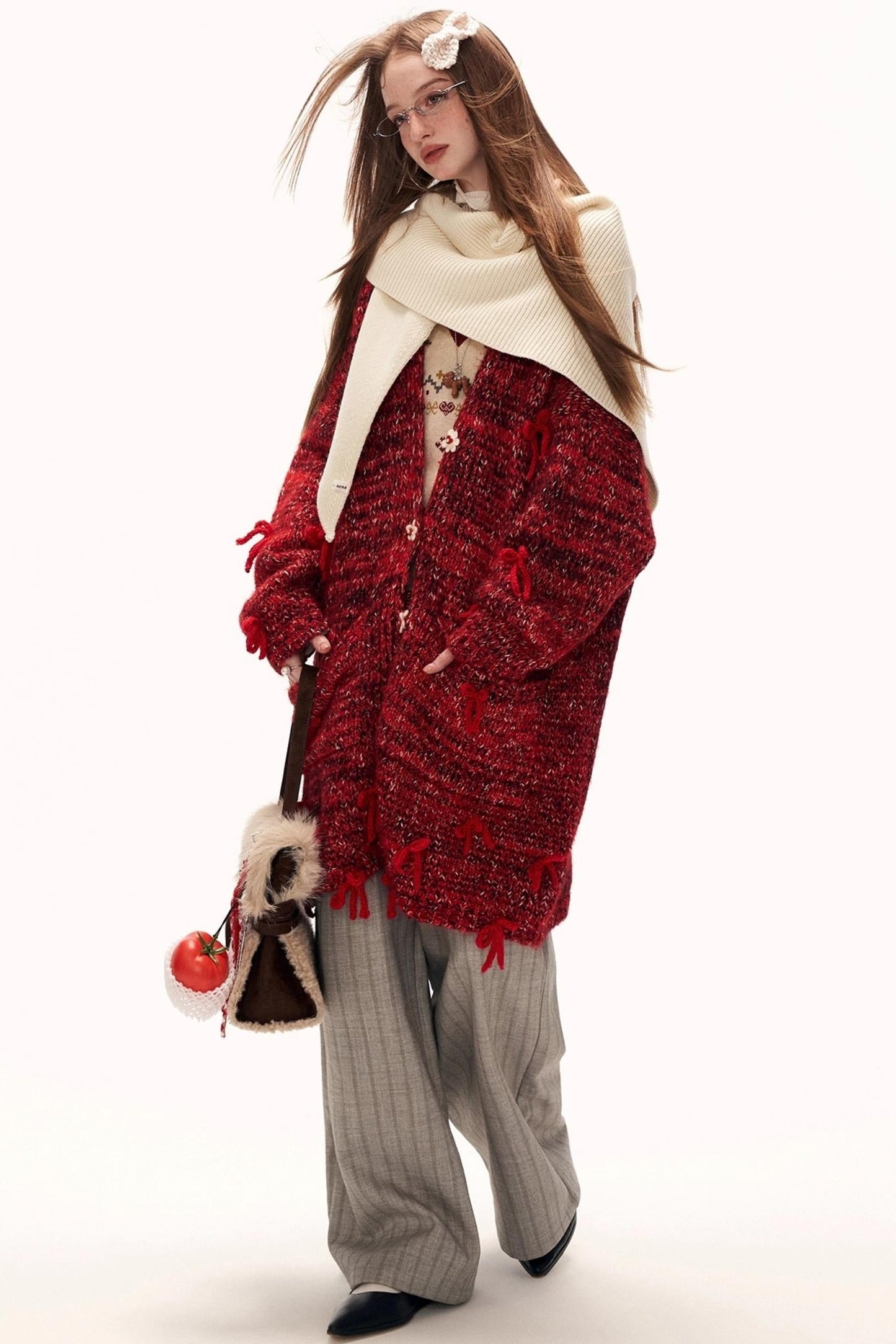 Bow Flower Knit Cardigan