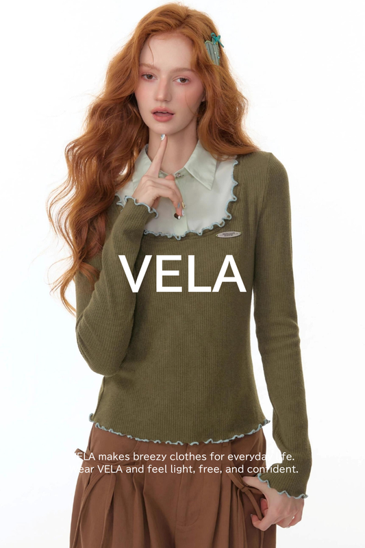 Polo Collar Long Sleeve T-Shirt