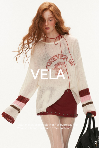 Loose Striped Midi Knitwear Top