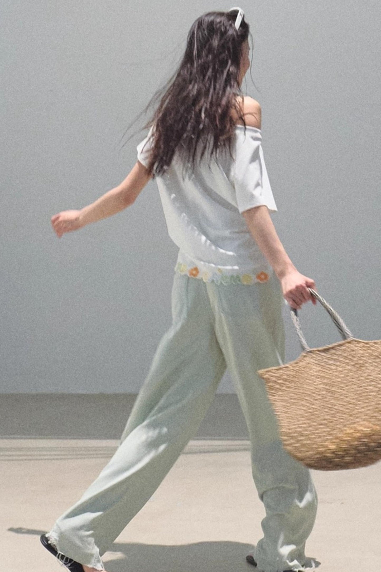 Cotton Off-the-Shoulder Embroidered Shirt