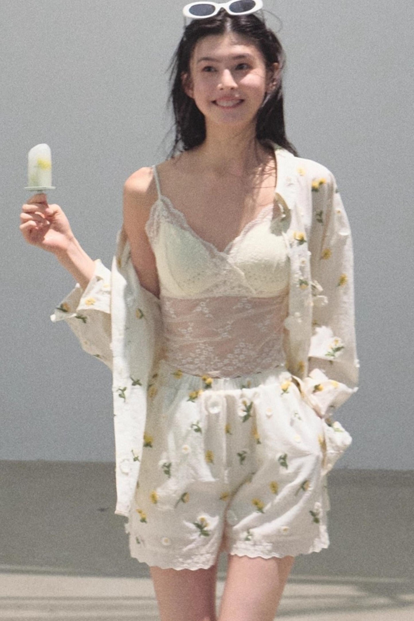 Flowers Cotton Embroidered Casual Shirt Set-Up