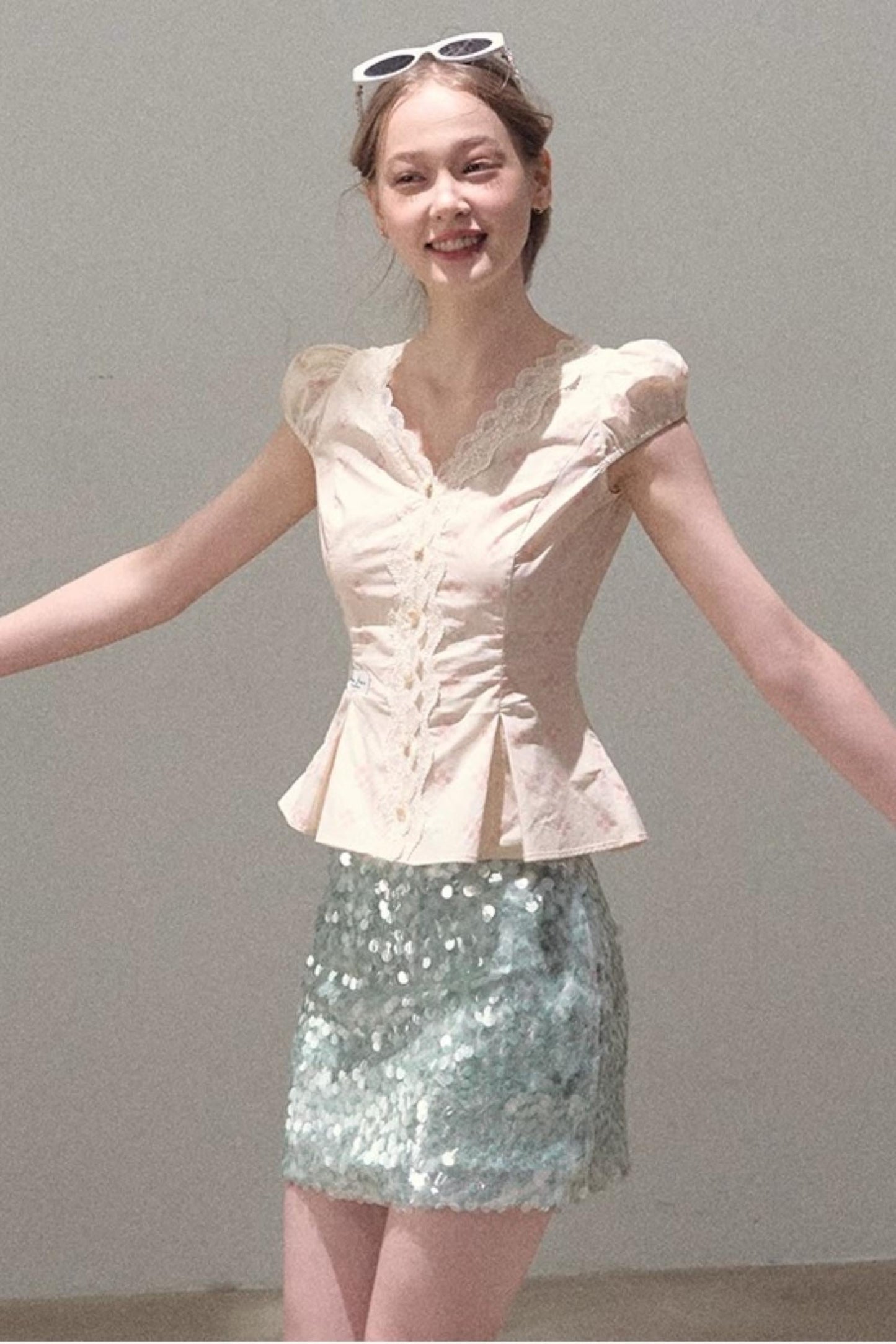 Dual-Color Sequin A-Line Mini Skirt