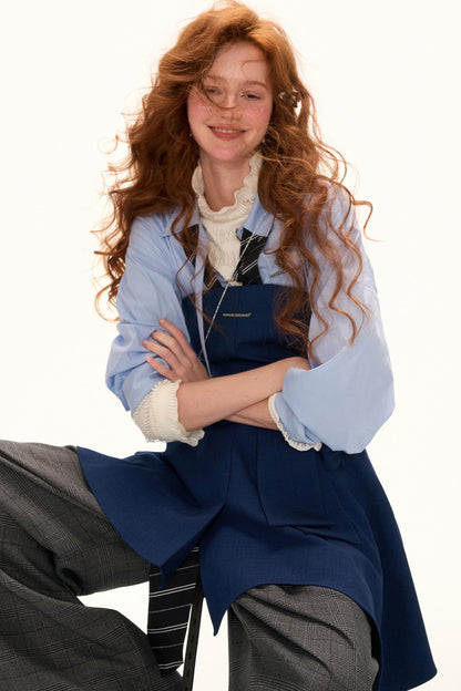 Blue Irregular Waist Dress