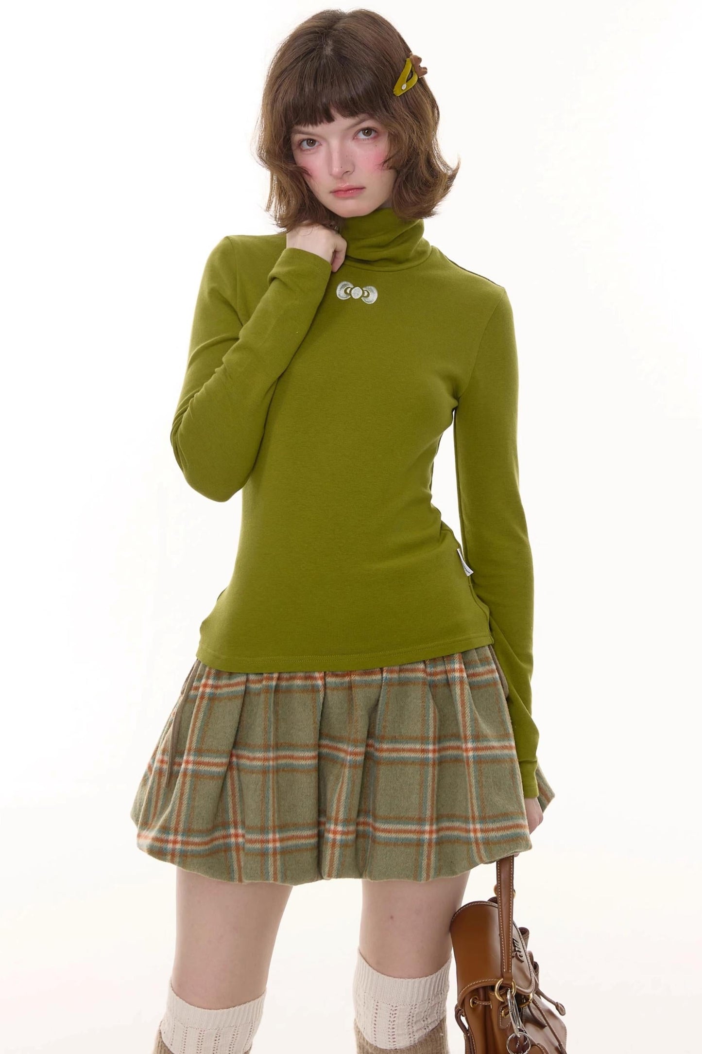 Autumn Retro High Neck Knitted Top