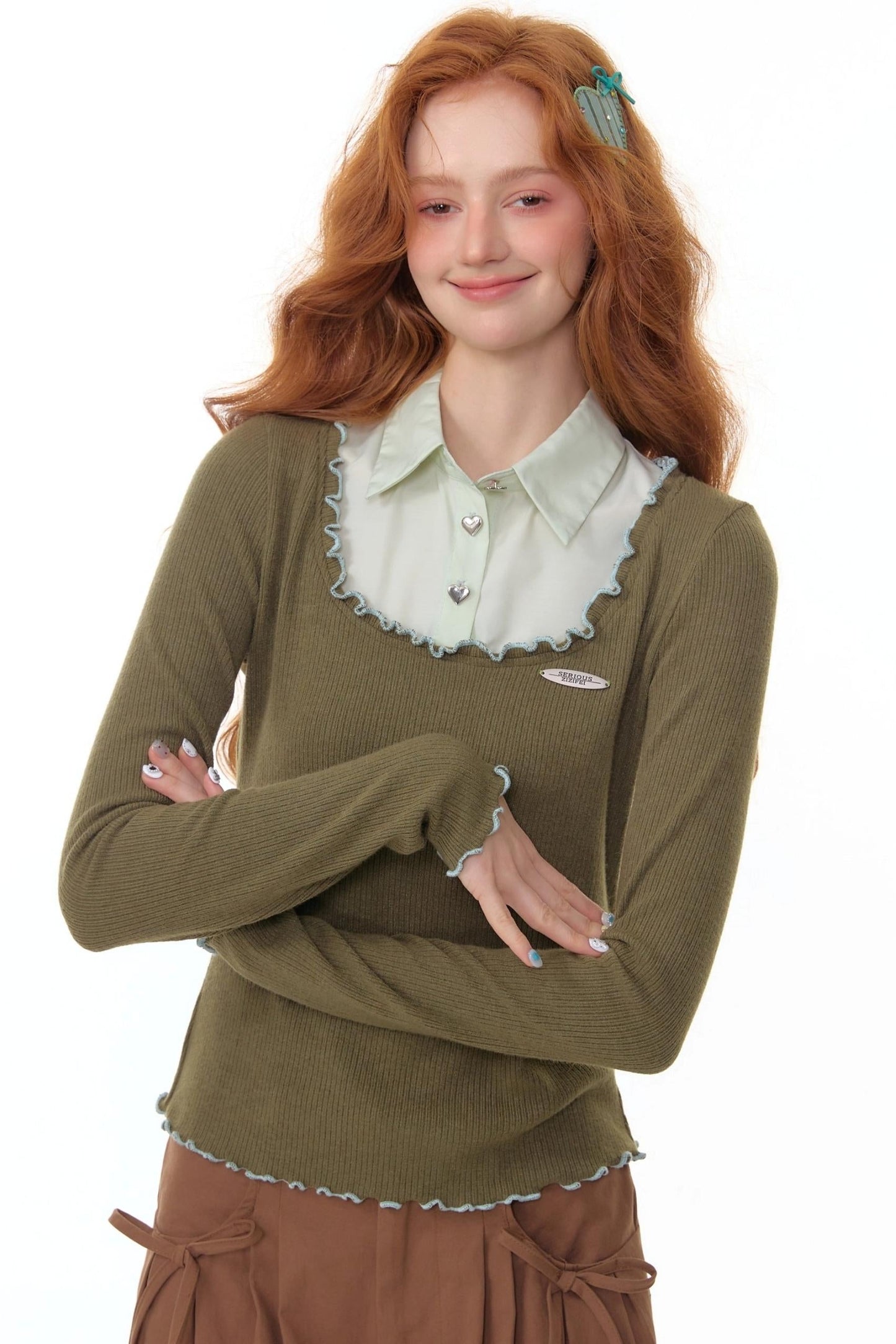 Polo Collar Long Sleeve T-Shirt