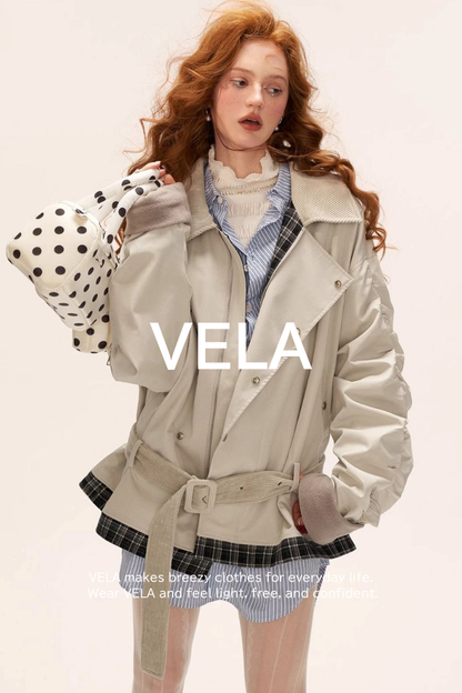 Plaid Corduroy Collar Jacket