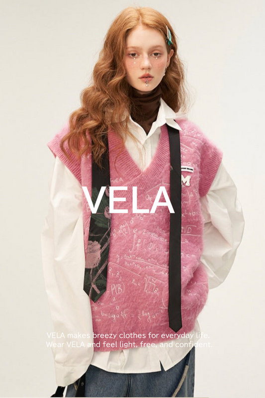 Loose preppy knit vest