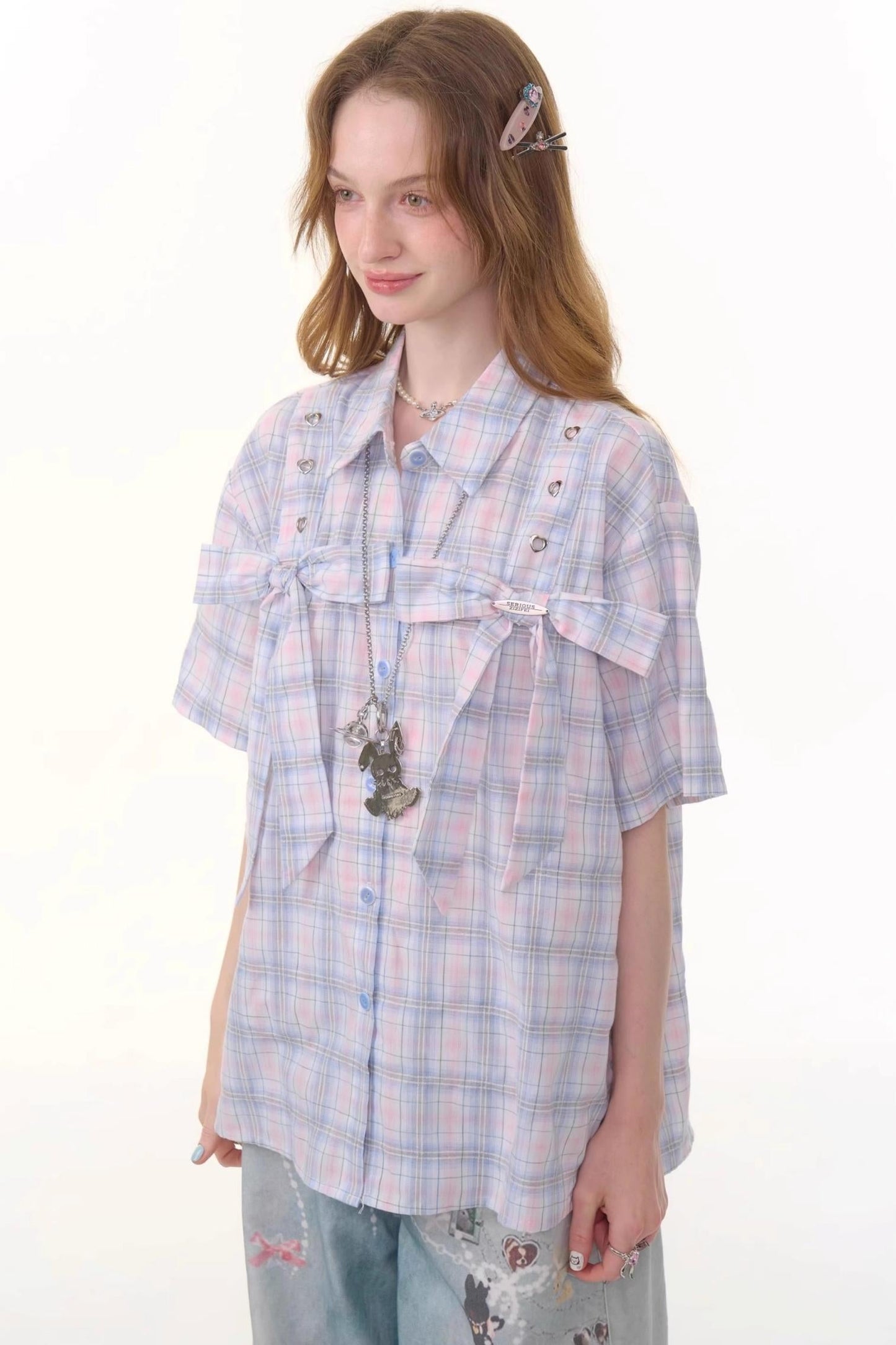 Vintage Pink Plaid Top