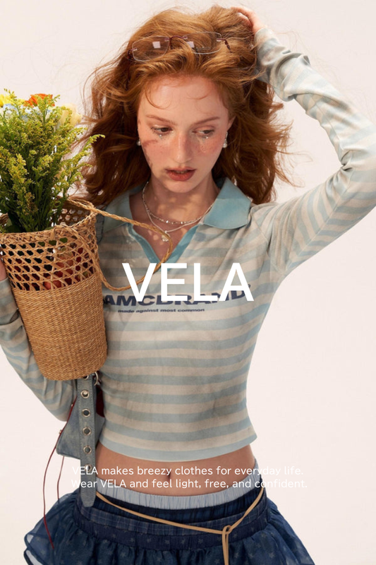 Distressed Striped Long Sleeve Polo Collar T-Shirt