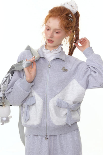 American Retro Bow Gray Sports Jacket
