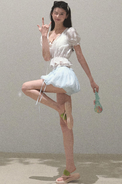 Floral Peplum Culottes Skirt Set