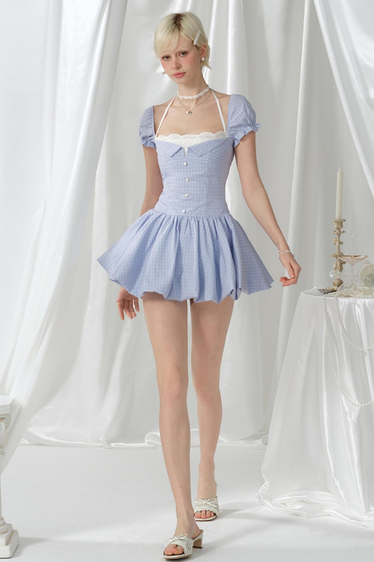 Spicy Plaid Floral Dress