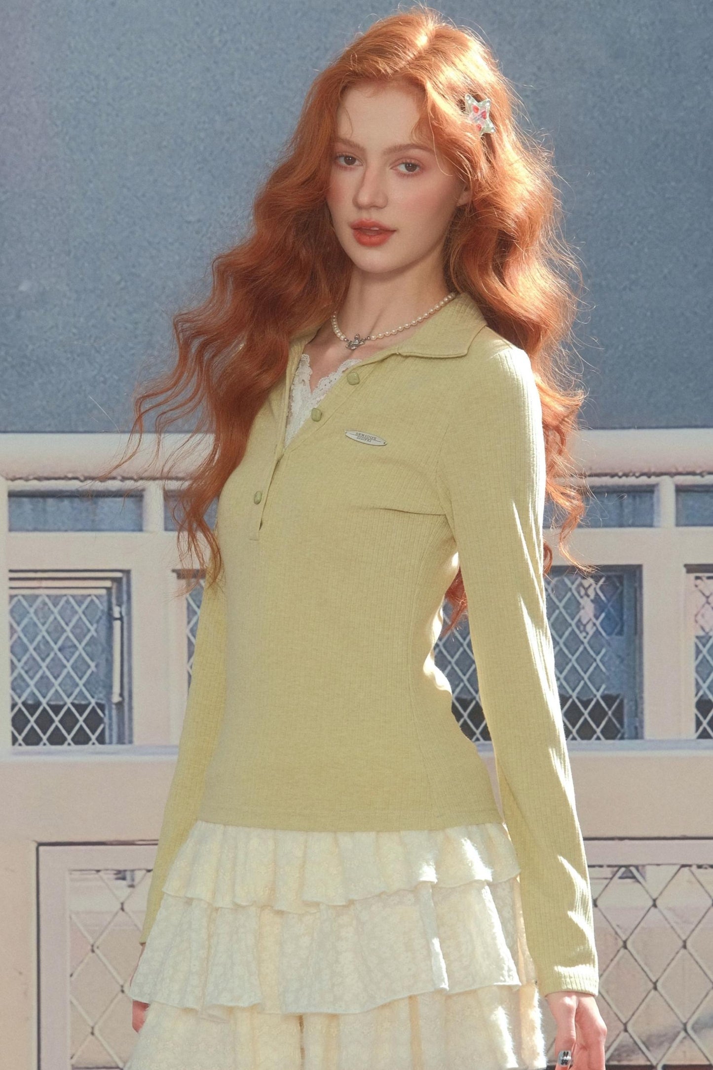 Zizifei 针织蕾丝上衣