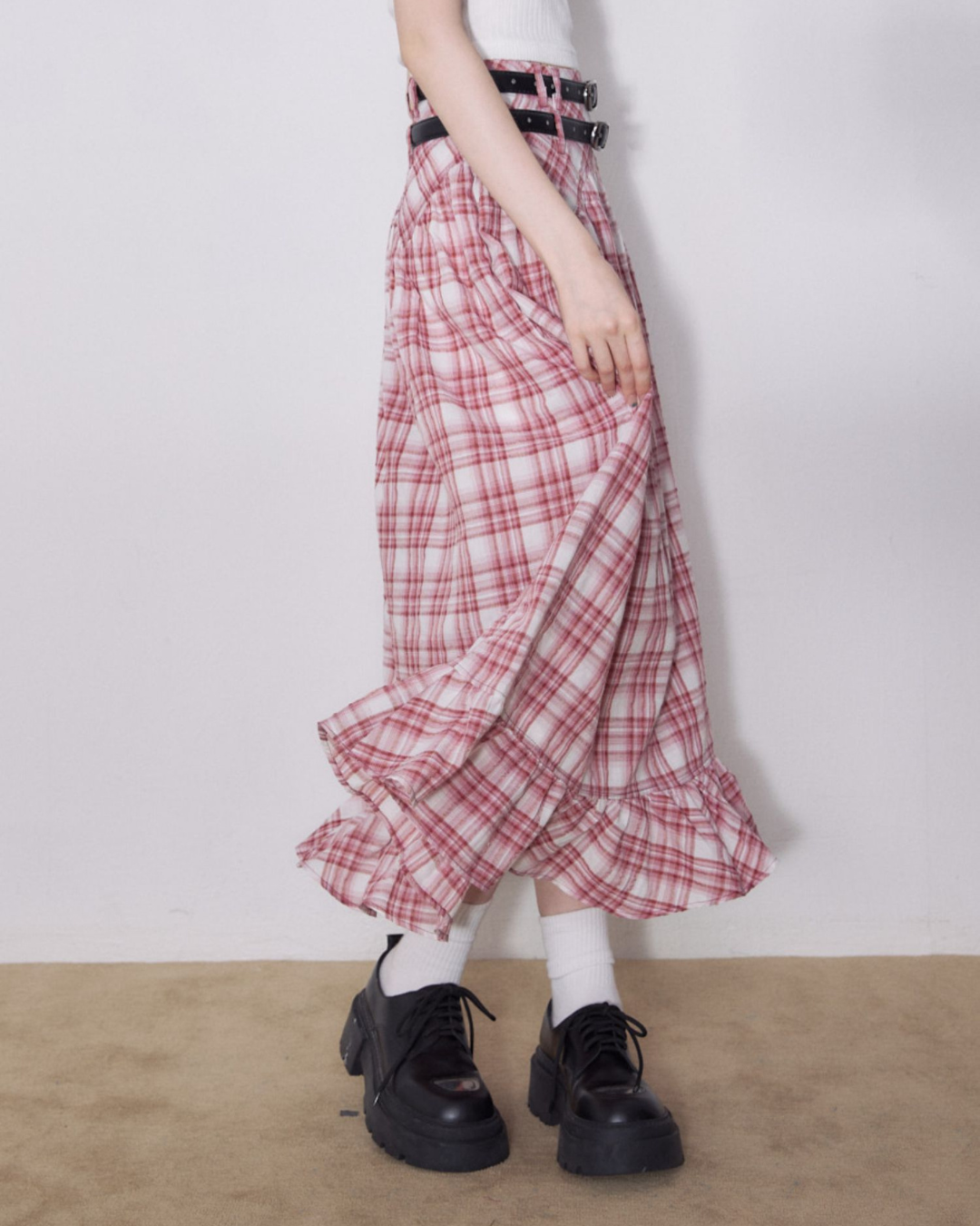 American Retro Red Plaid Skirt