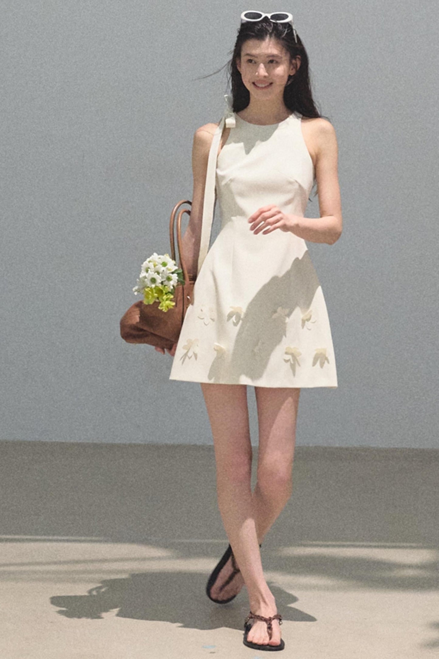 Summer Stars Floral Ribbon Racer Dress