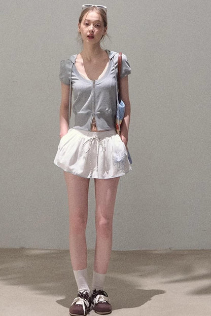 Color Block U-Neck Hooded Cardigan