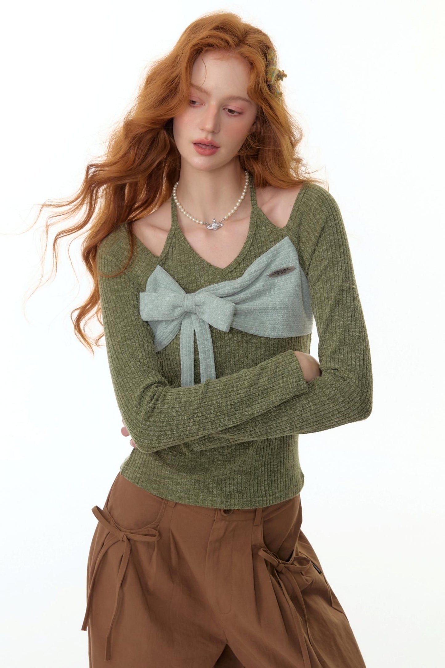Patchwork Halterneck Knitted Top