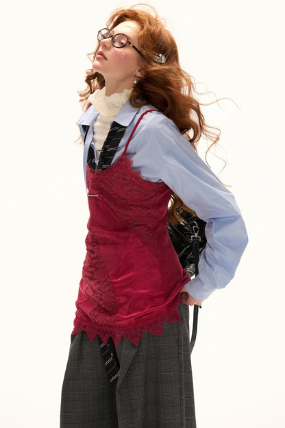 Autumn Lace Satin Camisole Dress