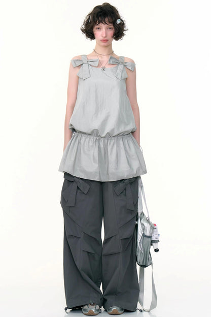 American Retro High Waist Cargo Trousers