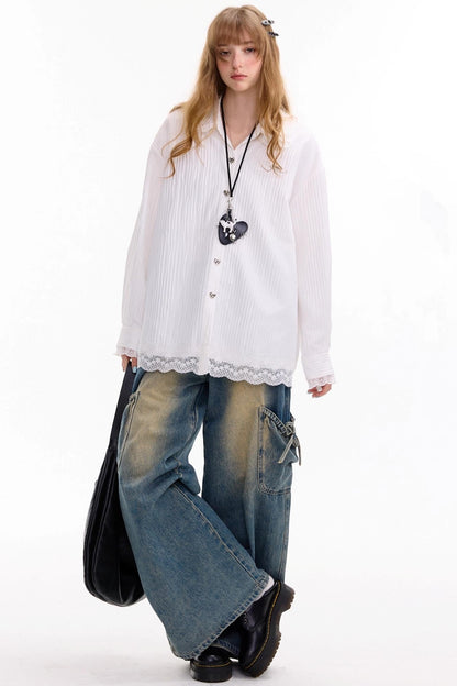 Autumn Lace Doll Collar Shirt