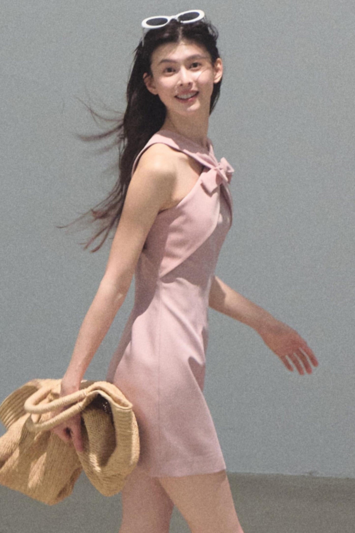 Cherry Melon Sleeveless Halterneck A-Line Dress