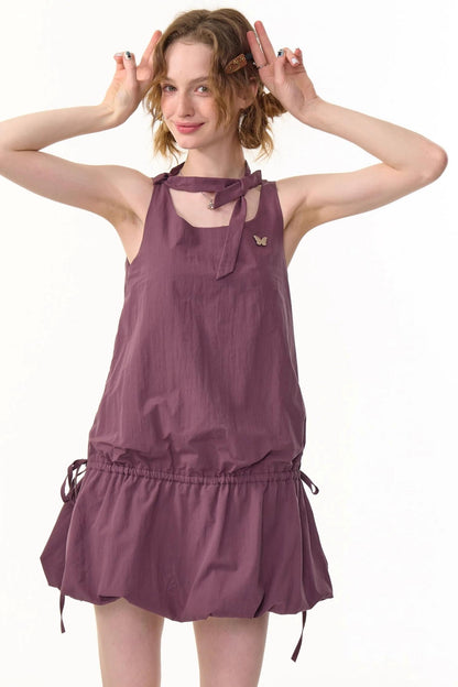 Retro Floral Purple Camisole Dress