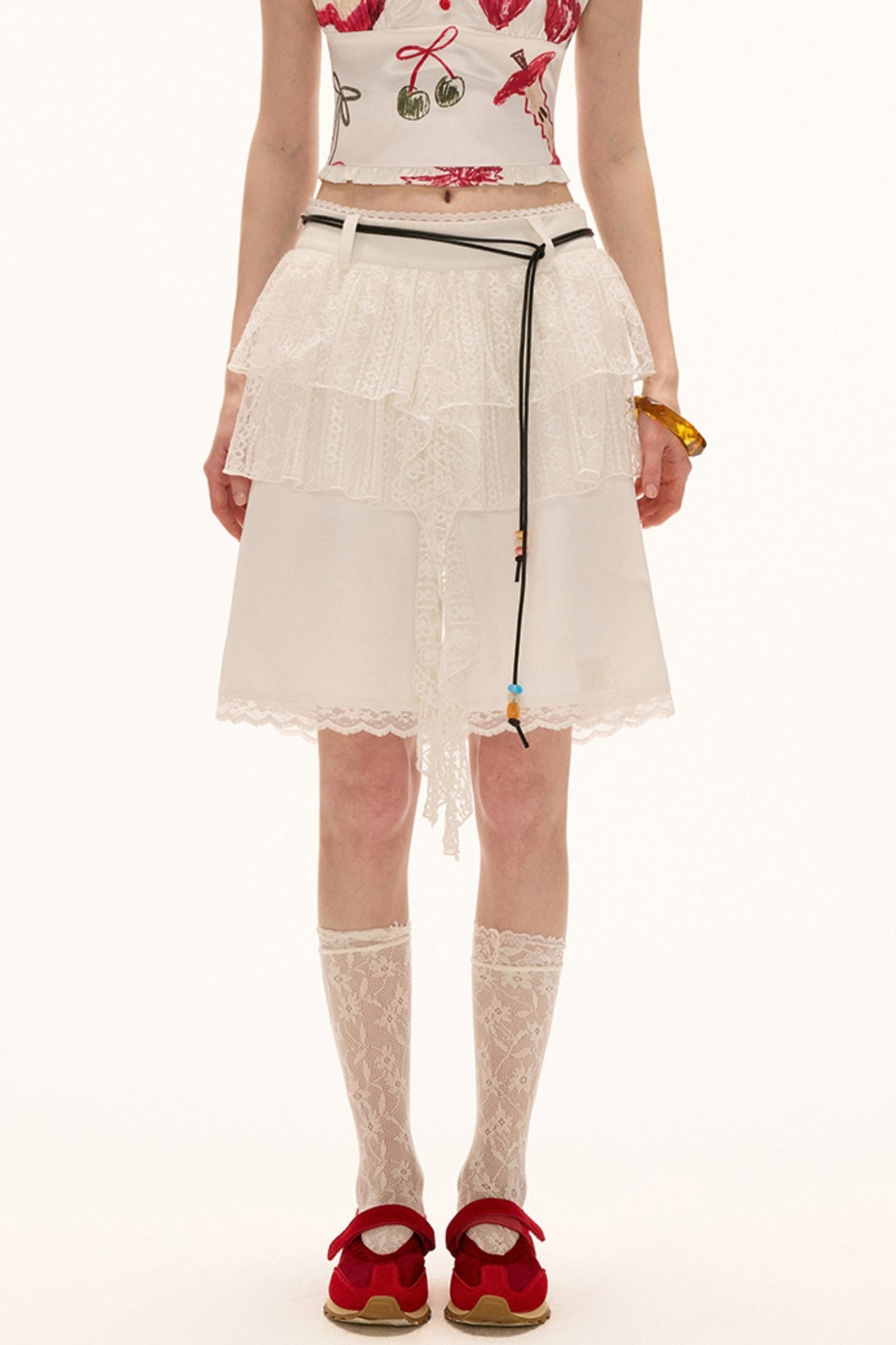 White Lace Layered Casual Shorts