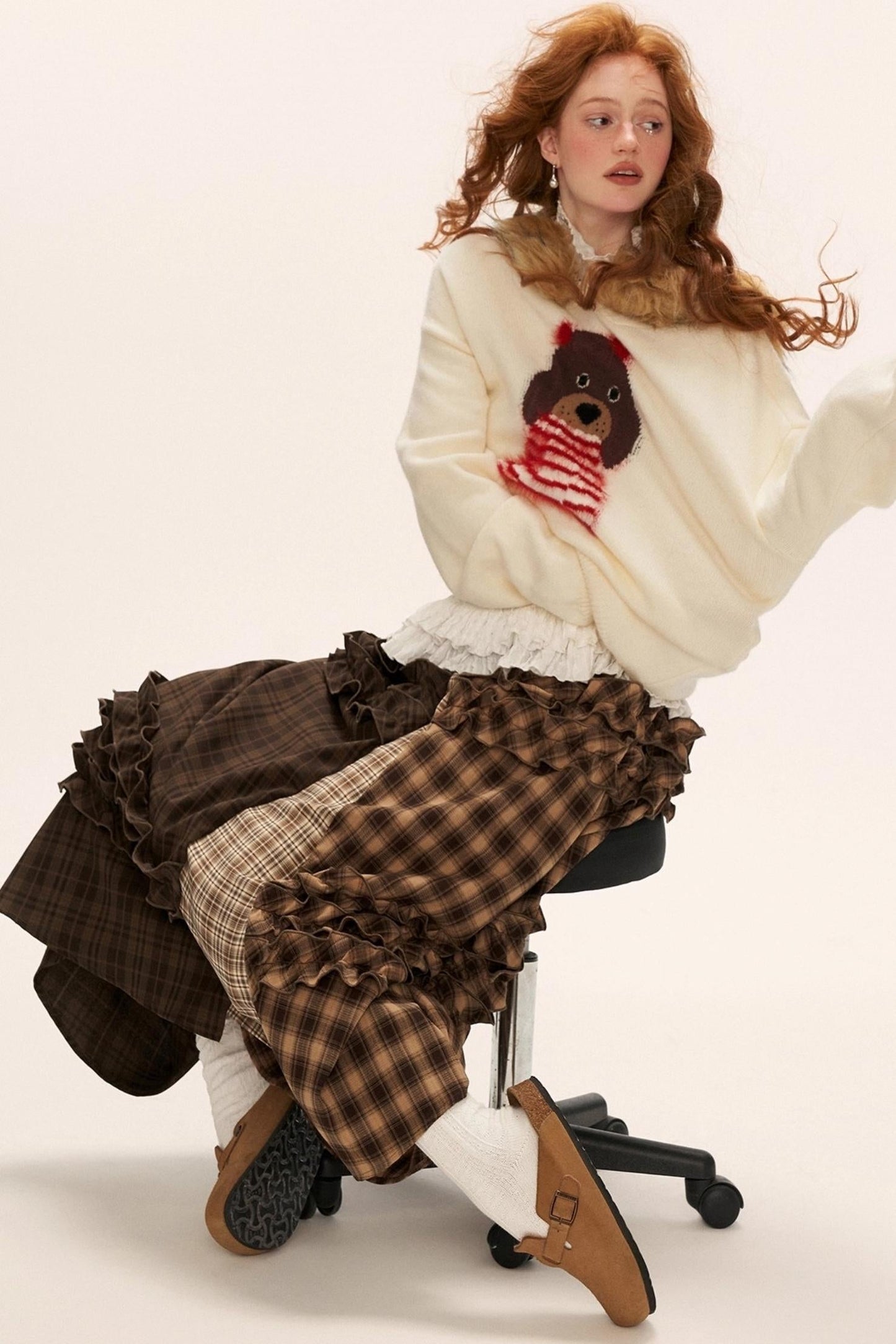 Patchwork Plaid Long Skirt