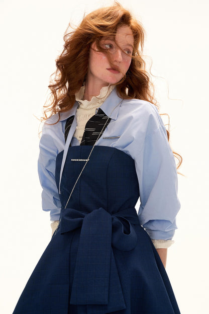 Blue Irregular Waist Dress