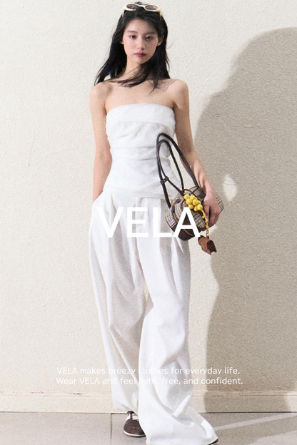 Casual Slim Jacket & Wide Lace Pants Set-Up