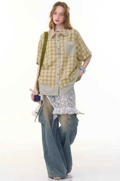 Plaid Doll Collar Shirt