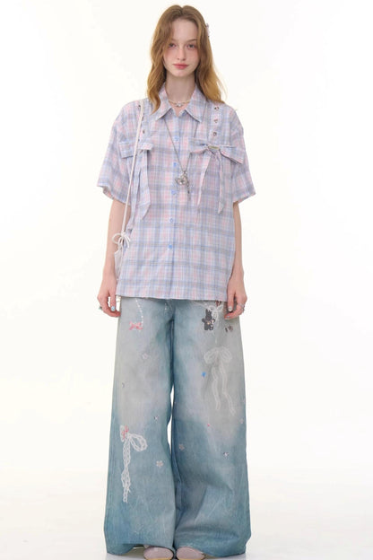 Vintage Pink Plaid Top