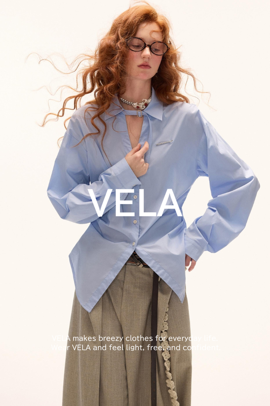 Blue Waist Long Sleeve Shirt