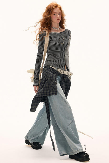 Striped Slim Long-Sleeved Top