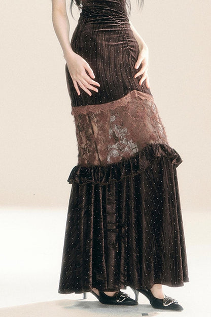 Velvet Wrap Hip Slip Dress