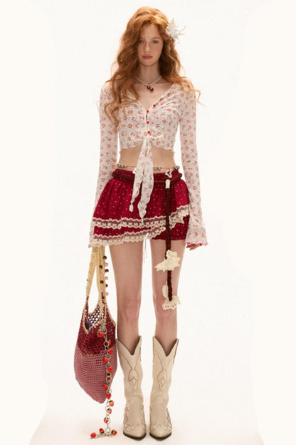 Summer Lace-Up Sleeve Tee