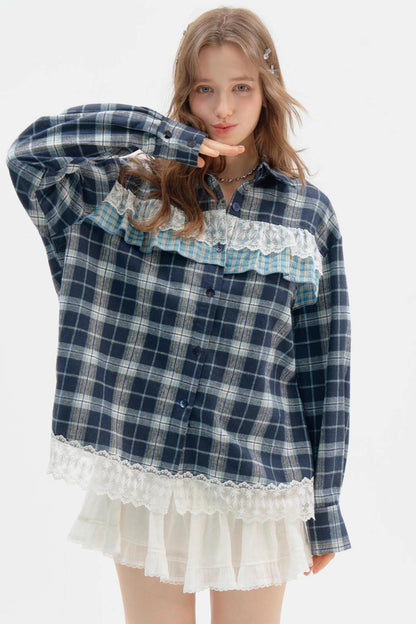 American Retro Blue Check Shirt