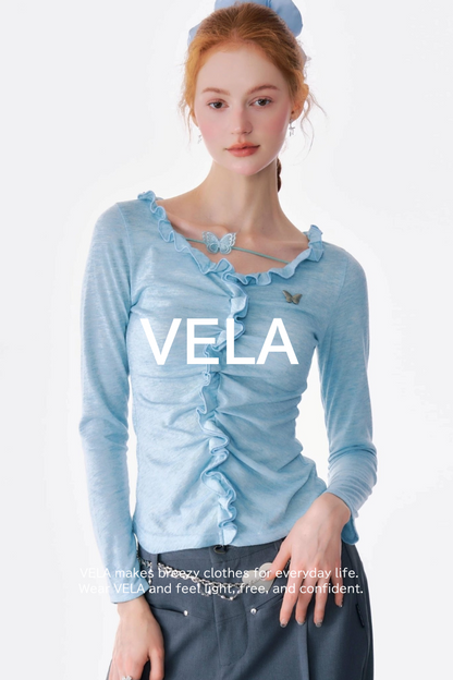 Butterfly Lace Slim Long Sleeve Top