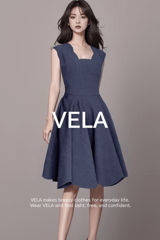 Square-Neck Scalloped Sleeveless Dress