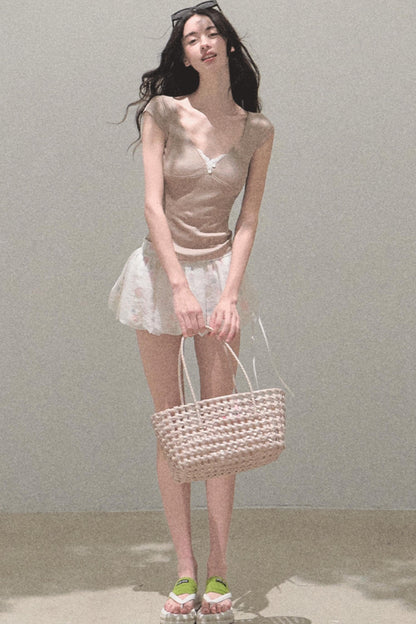 Floral Peplum Culottes Skirt Set