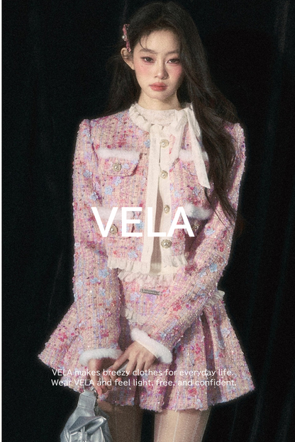 Small Fragrance Pink Skirt Set-Up