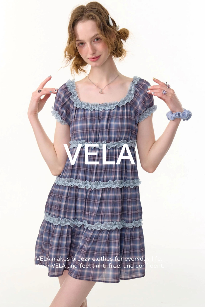 Purple Plaid Puff Sleeve Dress