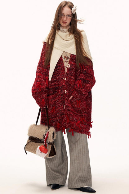 Bow Flower Knit Cardigan