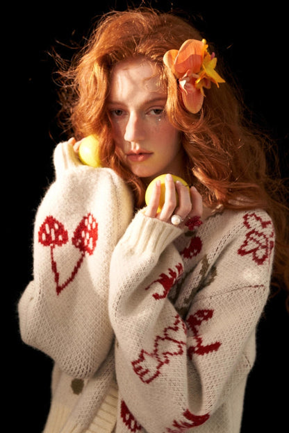 Knitted Cherry Cardigan